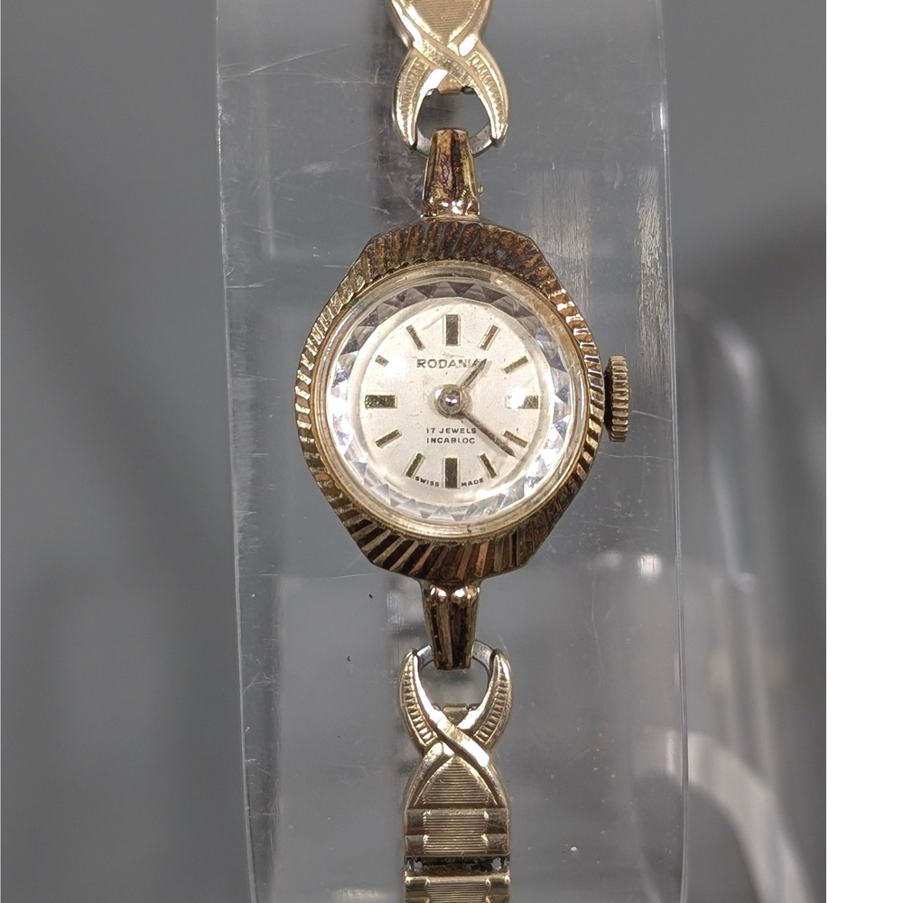 Vintage Rodania 17 Jewels Watch Incabloc Ladies‎ Wind Up Working Gold Tone
